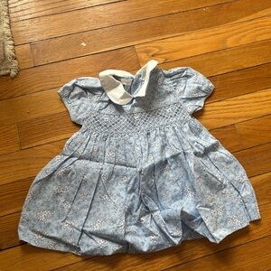 Carriage Boutique Blue Floral Baby Dress with White Collar